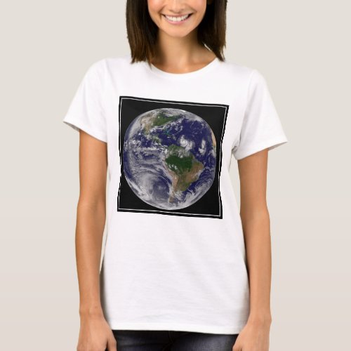 Full Earth With Tropical Storms In The Atlantic T_Shirt