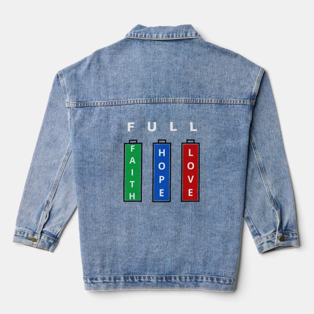 Full Energy Denim Jacket with Faith Hope Love (Back)
