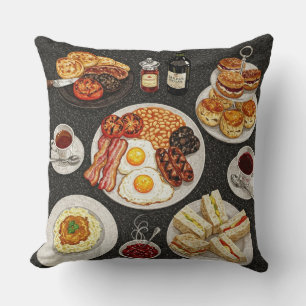 Full English Breakfast Mosaic Throw Pillow