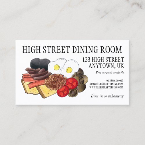 Full English Breakfast UK British Dining Room Pub Business Card