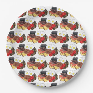 Full English Breakfast UK British Dining Room Pub Paper Plates