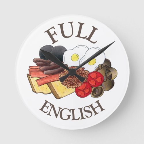 Full English Breakfast UK British Dining Room Pub Round Clock