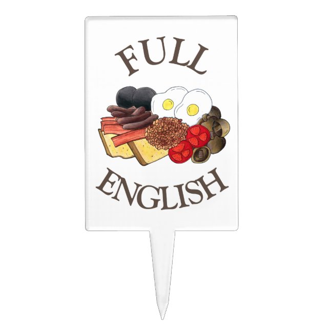 Full English Breakfast UK British Food Cuisine Cake Topper (Front)