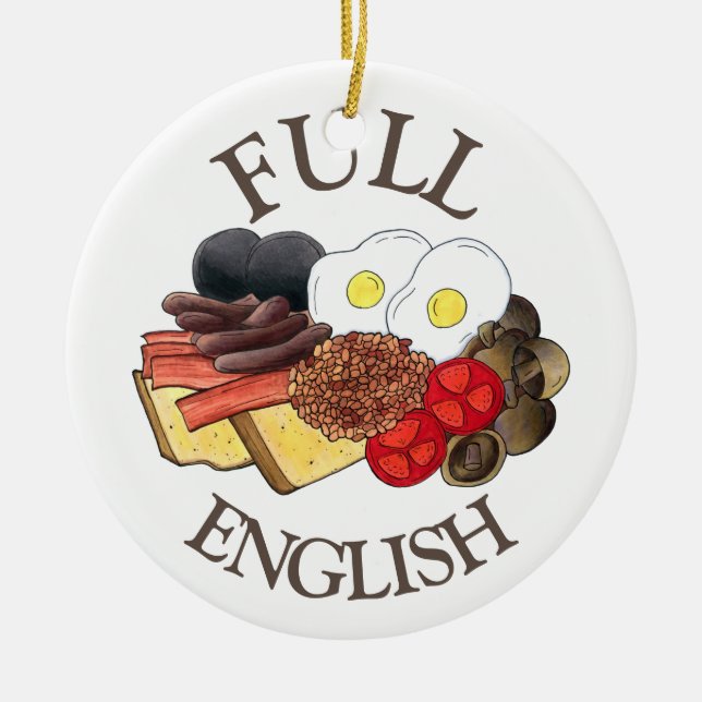 Full English Breakfast UK British Food Cuisine Ceramic Ornament (Front)