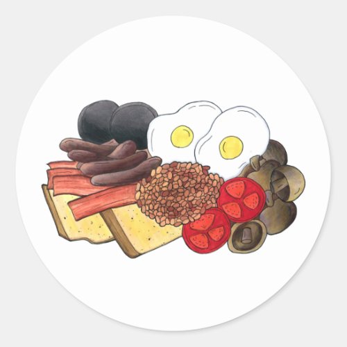 Full English Breakfast UK British Food Cuisine Classic Round Sticker