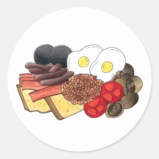 Full English Breakfast UK British Food Cuisine Classic Round Sticker (Front)