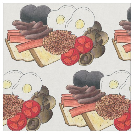 Full English Breakfast UK British Food Cuisine Fabric
