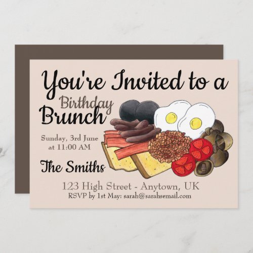 Full English Breakfast UK British Food Cuisine Invitation