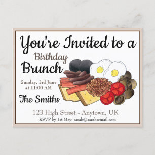 Full English Breakfast UK British Food Cuisine Invitation Postcard