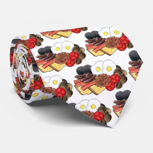 Full English Breakfast UK British Food Cuisine Neck Tie