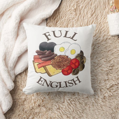 Full English Breakfast UK British Food Cuisine Throw Pillow