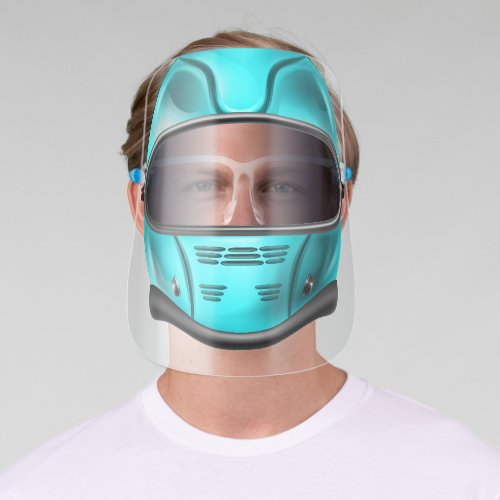 Full Face Teal Motorcycle Helmet Face Shield