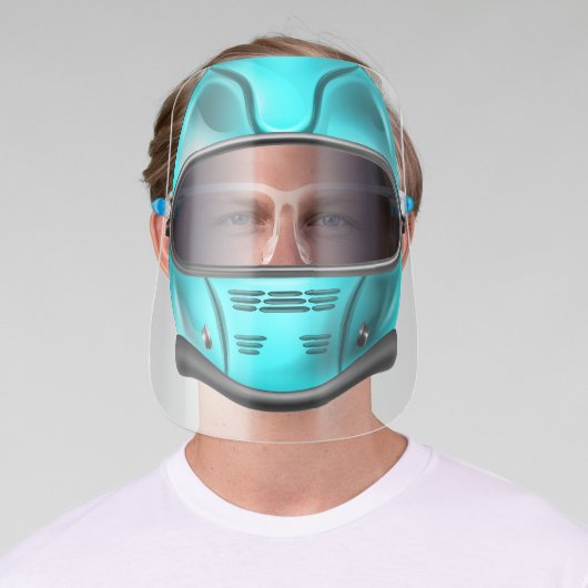 Full Face Teal Motorcycle Helmet Shield (Insitu)