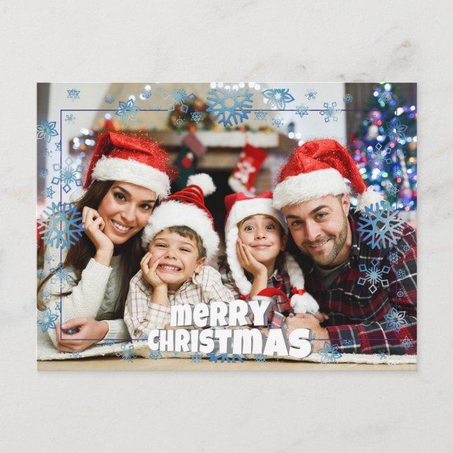Full Front Photo Snowy Merry Christmas Postcard (Front)