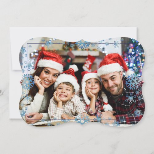 Full Front Photo Text on Back Fancy Cut Photo Holiday Card
