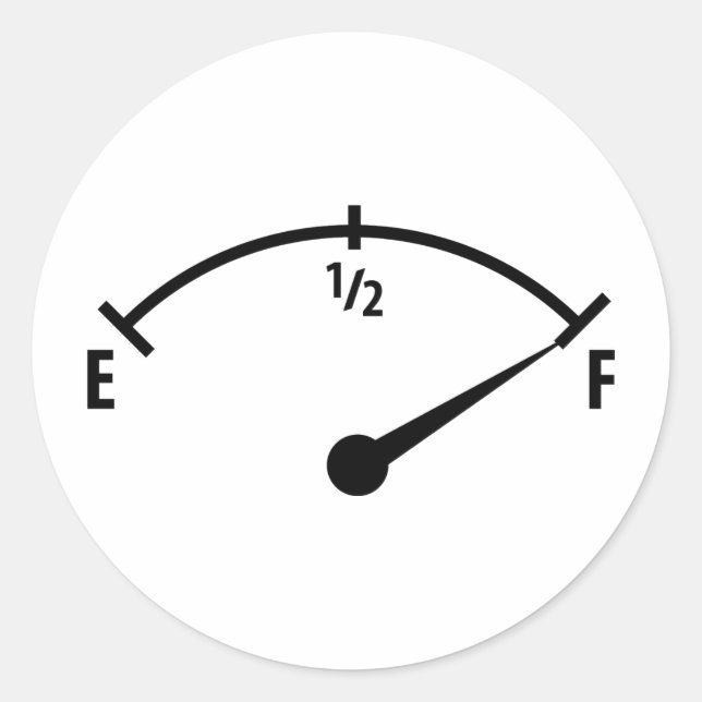 full fuel indicator icon classic round sticker (Front)