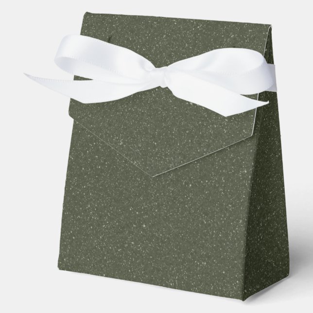 Full Glitter Moss Green Favor Box – Customizable (Front)