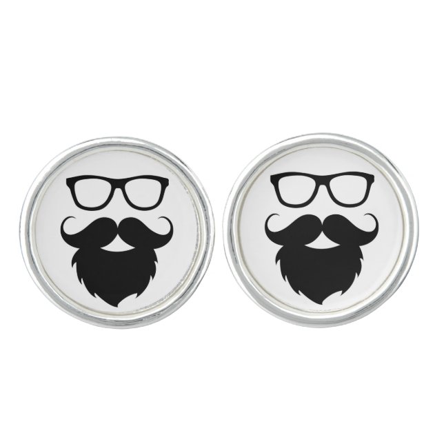 Full Grown Funny Beard Man Cufflinks (Front)