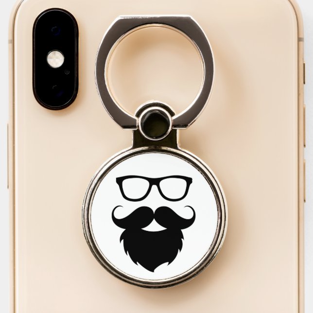 Full Grown Funny Beard Man Phone Ring Stand (Close Up)