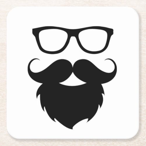 Full Grown Funny Beard Man Square Paper Coaster