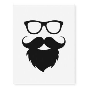 Full Grown Funny Beard Man Temporary Tattoos