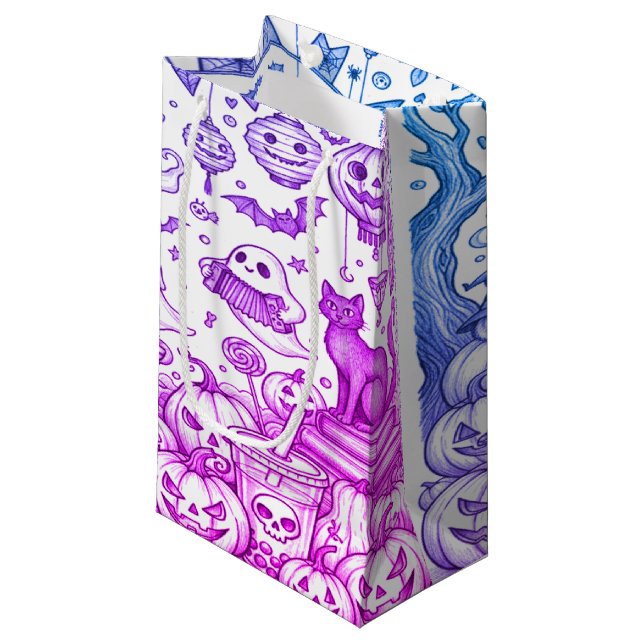Full Halloween Background Small Gift Bag (Front Angled)