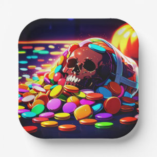 Full Halloween Background With Skeletons Paper Plates