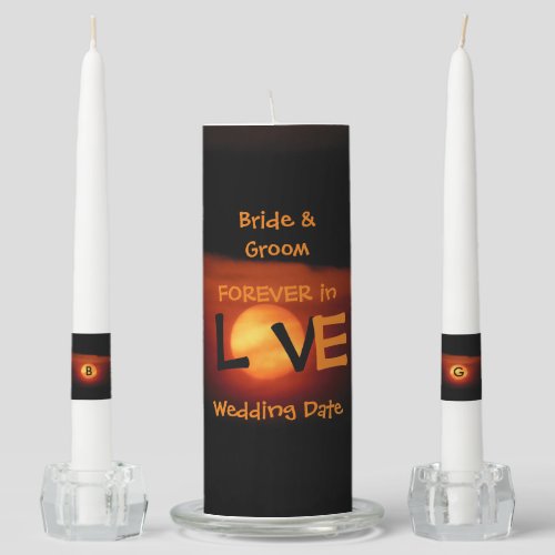 Full Harvest Moon Wedding Unity Candle Set