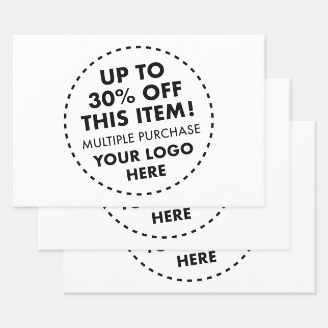 FULL IMAGE 30% OFF Bulk Buy Discount 3 x Custom  Wrapping Paper Sheets (Set)