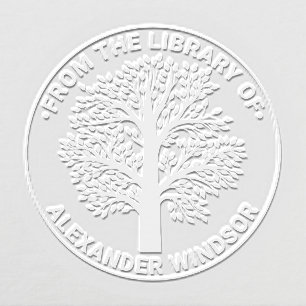 Full Leafy Tree #1B Library Book Family Name Embosser