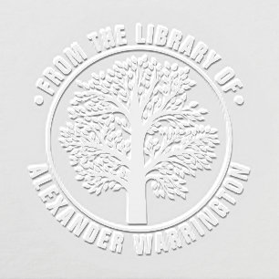 Full Leafy Tree #1C Library Book Family Name Embosser
