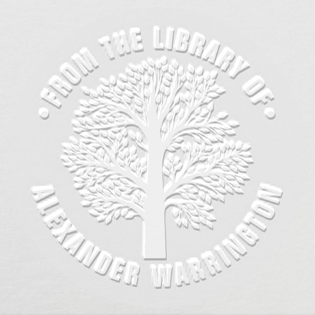 Full Leafy Tree #1NF Library Book Family Name Embosser (Design)