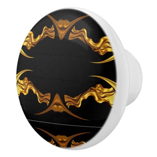 Full Liquid Gold Black Monochrome Drawer Achempon  Ceramic Knob (Right)