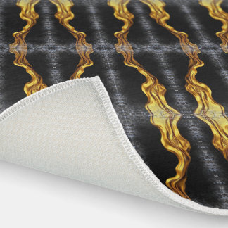 Full Liquid Gold Black Monochrome Waterproof Deck Outdoor Rug