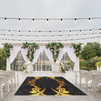 Full Liquid Gold Black Monochrome Weatherproof Outdoor Rug