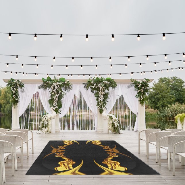 Full Liquid Gold Black Monochrome Weatherproof   Outdoor Rug (Insitu (Wedding 1))