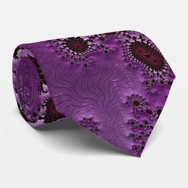 Full mandelbrot set Apollonian sphere magenta Neck Tie (Rolled)