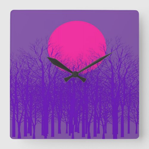 Full Moon 3 Square Wall Clock