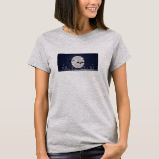 "Full Moon and Bats" – Celestial Night Sky Artwork T-Shirt
