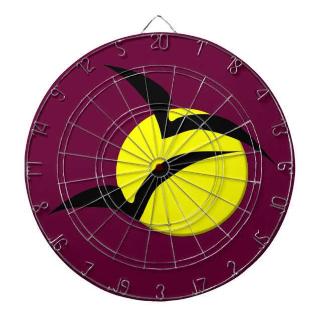 Full Moon and Bats Dart Board (Front)