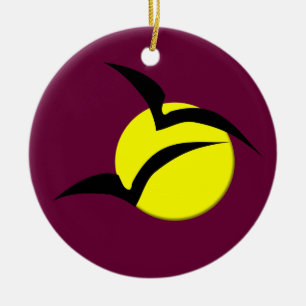 Full Moon and Bats Pendant Ceramic Ornament