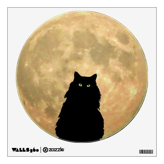 Full Moon and Big Black Cat Wall Decal (Front)