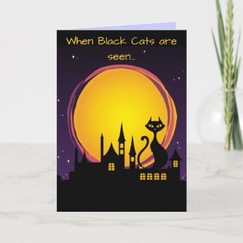 Full Moon And Black Cat Halloween Card by FalconsEye at Zazzle