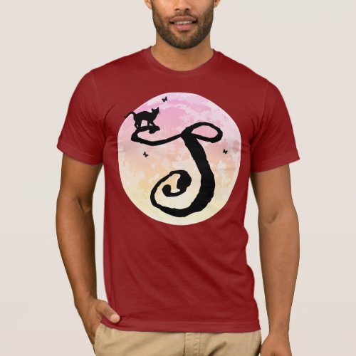 Full Moon and Cat S Initial Monogram T_Shirt