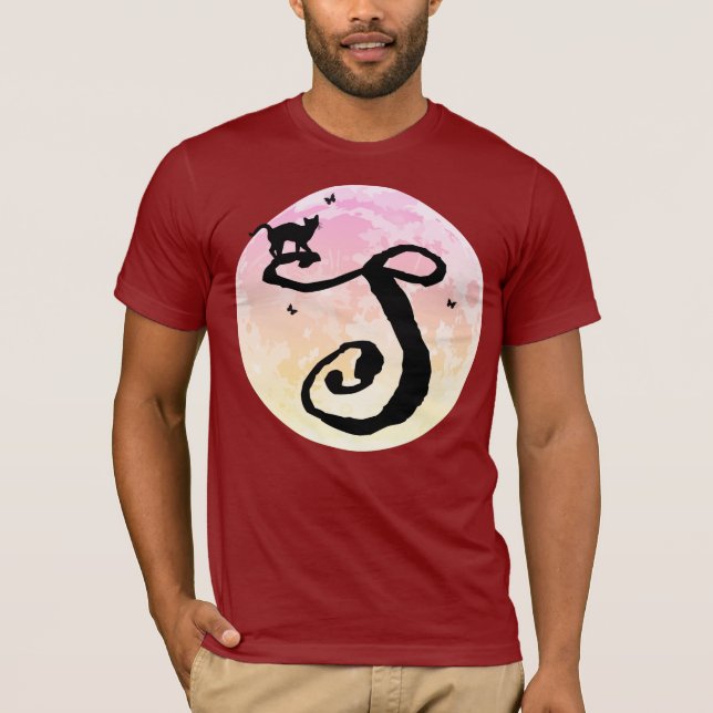 Full Moon and Cat S Initial Monogram T-Shirt (Front)