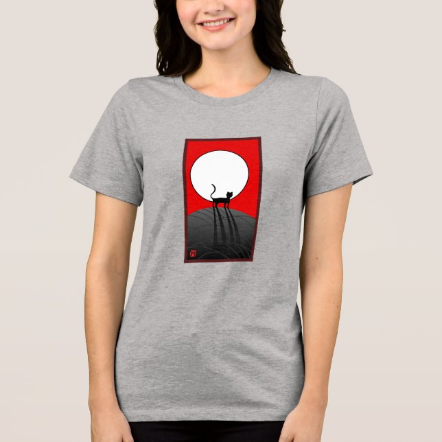 Full Moon and Cat Tri-Blend Shirt (Front)