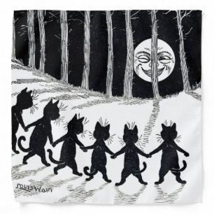 Full moon and Cats, Louis Wain Bandana