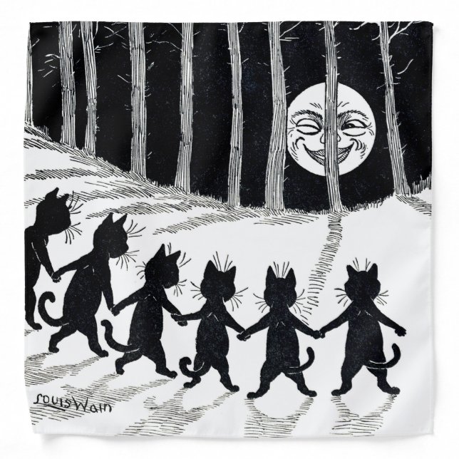 Full moon and Cats, Louis Wain Bandana (Front)