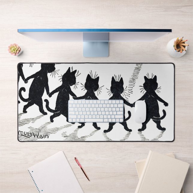 Full moon and Cats, Louis Wain Desk Mat (Office 1)