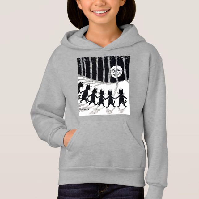 Full moon and Cats, Louis Wain Hoodie (Front)